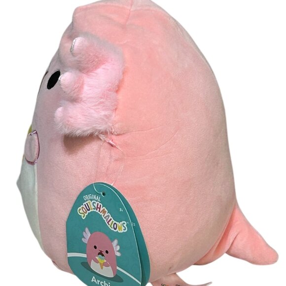 New with tags SQUISHMALLOWS Archie the bright pink Axolotl eating ice cream 8 in - Picture 2 of 7